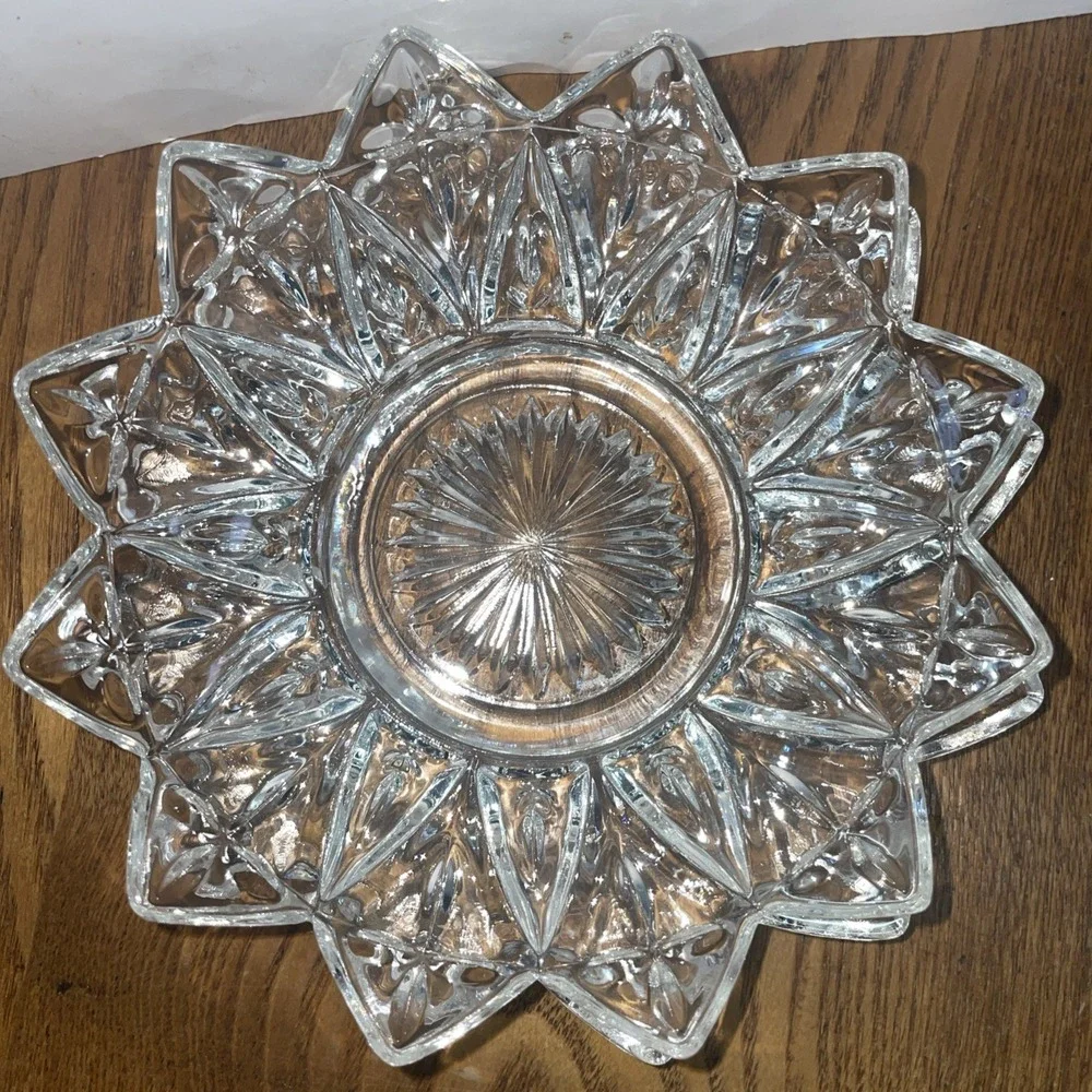 1960s Vintage Clear Federal Glass Petal Cross Plate and Round Coupe‎ Bowl